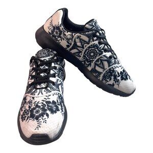 Yes We Vibe Unisex Black White Mandala Sneakers 7.5 M 9 W Boho Hippie Shoes